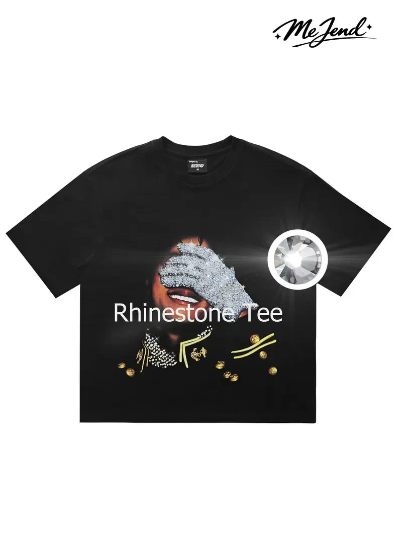 Rhinestone Graphic Cotton T-Shirt
