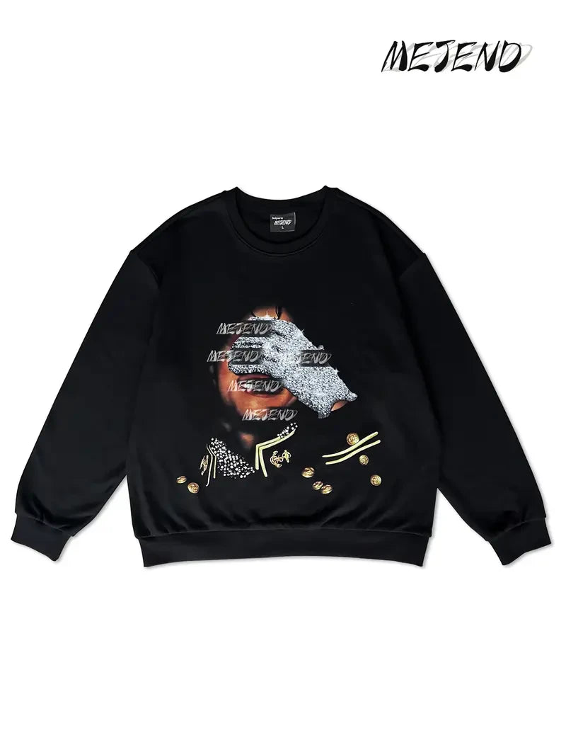 Rhinestone Graphic Cotton T-Shirt