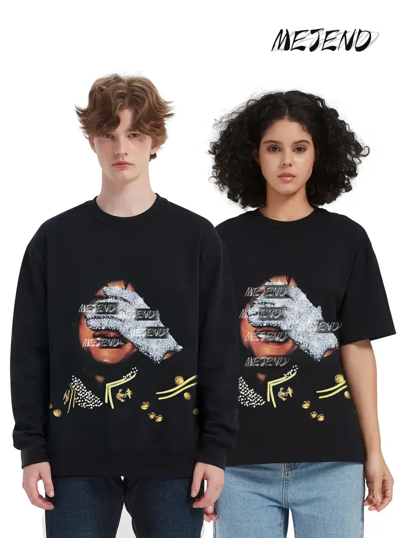 Rhinestone Graphic Cotton T-Shirt